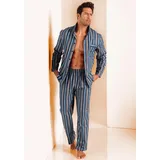 H.I.S. H.I.S Pyjama (2 tlg 1 Stück), weich aus Flanell im Streifendesign Gr. 48/50, marine-braun, , 662702-48