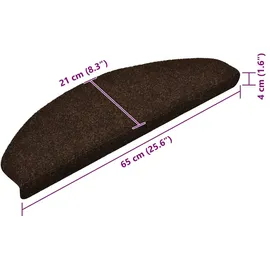 vidaXL Treppenmatten Selbstklebend 15 Stk. Braun 65x21x4cm Nadelvlies