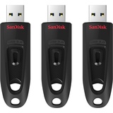 SanDisk Ultra schwarz 64GB, USB-A 3.0, 3er-Pack (SDCZ48-064G-G46T)
