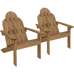 ECD Germany Gartenstuhl Lounge Stuhl Gartensessel Massivholz Sessel Adirondack Holzstuhl Braun
