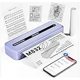 ItriAce A4 Thermodrucker - M832 Bluetooth Drucker, Drucker ohne Tinte für Büro, Studium, Zuhause, Reisen, kompatibel mit Laptop & Telefon - Lila