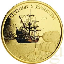 1 Unze Goldmünze EC8 Antigua & Barbuda - Rum Runner 2018 - coloriert