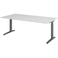 Bümö Schreibtisch Grau, Graphit, Nachbildung, Rechteckig, 200x74x100 cm, FSC