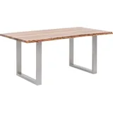 Woodkings Esstisch Bullwer Akazie silberfarben 200x100 cm - Braun