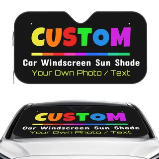 LZXSXZ Personalisierte Foto Auto Sonnenschutz Abdeckung – Personalisierter Sonnenschutz für Autos mit Fototext hält Ihr Fahrzeug kühl, Autosonnenschutz mit eigenem Motiv Bedrucken
