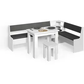 livinity® Eckbankgruppe, Weiß 210 x 150 cm mit Tisch