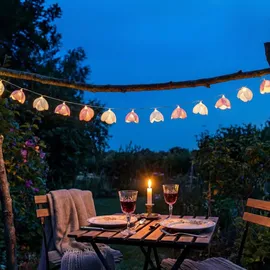 MARELIDA LED Lichterkette Blumen 1,4 m Weiß/Rosa
