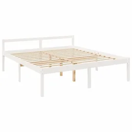 vidaXL Seniorenbett mit Kopfteil Weiß Super Kingsize Massivholz - Weiß