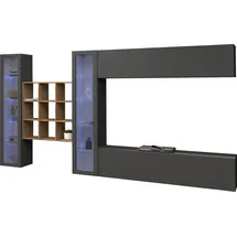 Home Affaire Wohnwand HOME AFFAIRE "Maruska", grau (anthrazit, anthrazit), B:350cm H:180cm T:30cm, Holzwerkstoff, Kastenmöbel-Sets, Wohnwand