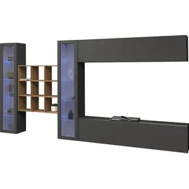Home Affaire Wohnwand HOME AFFAIRE "Maruska", grau (anthrazit, anthrazit), B:350cm H:180cm T:30cm, Holzwerkstoff, Kastenmöbel-Sets, Wohnwand