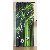 Gardinenbox Gardine Ösen Grobfaser »Seoul Collection« HxB 245x140 cm Fussball Soccer Digital Druck Ösen Linenlook-Struktur Halbransparent Blickdicht 2024120