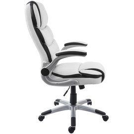 Mendler Bürostuhl HWC-F80, Schreibtischstuhl Chefsessel Drehstuhl, Kunstleder weiß