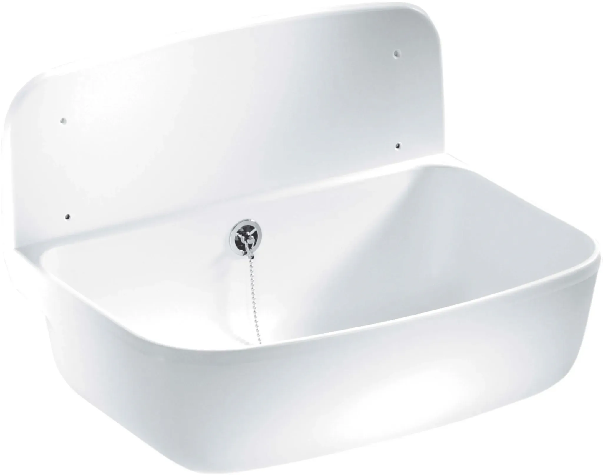 Waschbecken CORNAT, weiß, B:49,5cm T:34,5cm, Kunststoff, Waschtische, Waschbecken, Wandausgussbecken mit Überlauf, Breite 49,5 cm