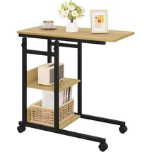 Woltu Beistelltisch, Eiche, Metall, 2 Fächer, Rechteckig, C-Form, 80x76x40 cm, Wohnzimmer, Wohnzimmertische, Beistelltische