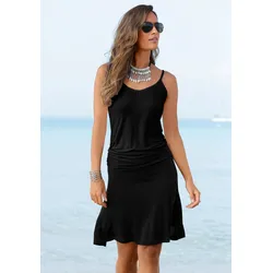 Strandkleid, aus Viskosejersey mit verstellbaren Trägern, kurzes Sommerkleid, Gr. 36 - N-Gr, schwarz, , 754286-36 N-Gr