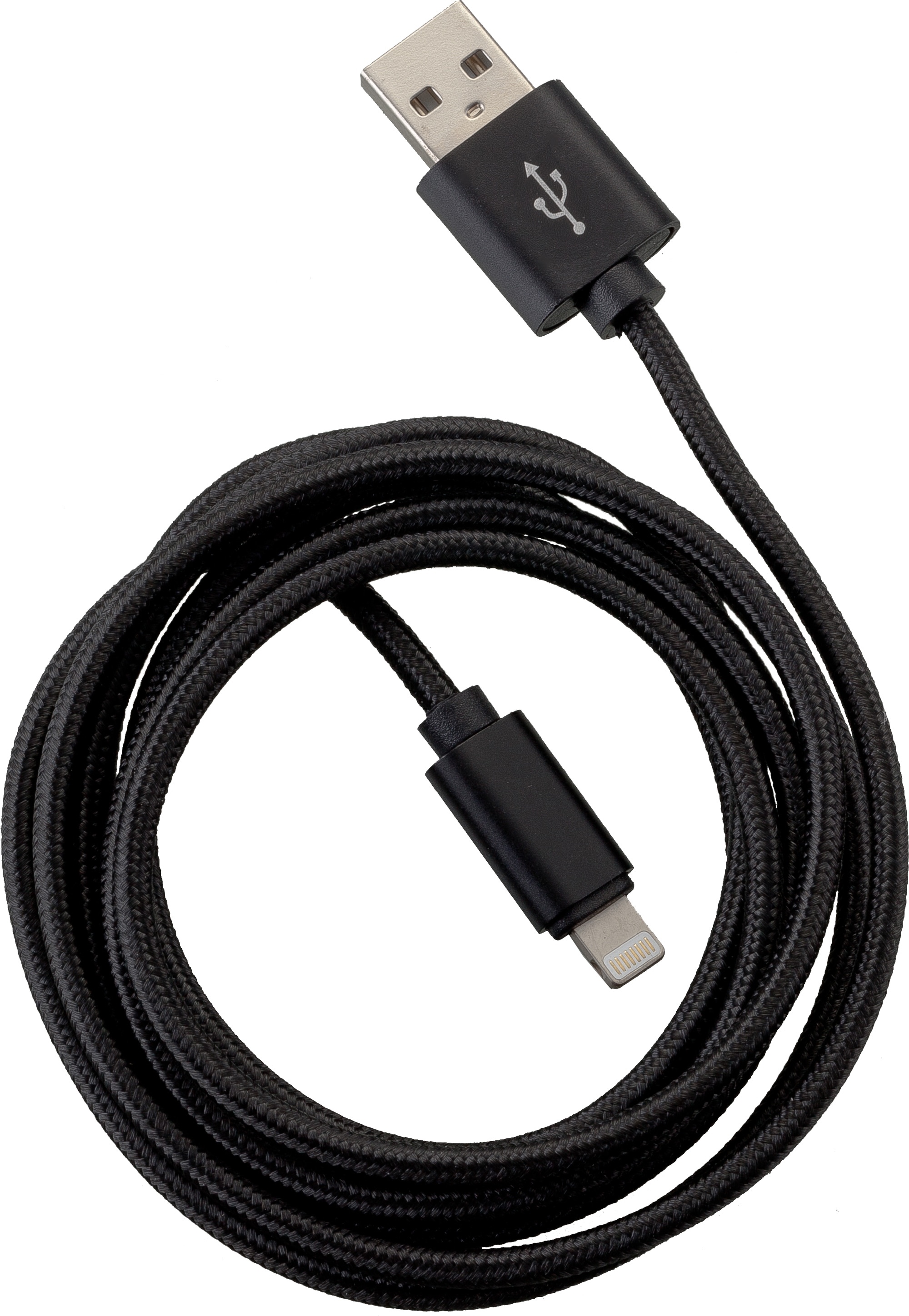 Peter Jäckel FASHION 1,5m USB Data Cable Black für Apple Lightning mit Sync- und Ladefunktion (1.50 m, USB 2.0), USB Kabel