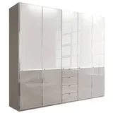 Novel Drehtürenschrank, Grau, Weiß, - 250x216x58 cm,