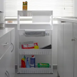 Eyepower 4er Nischenregal 12,5 cm Schiebewagen Nischenwagen Kitchen Trolley Weiß