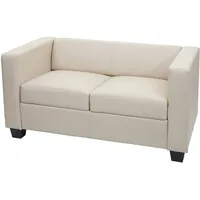 Mendler 2er Sofa Couch Loungesofa Lille ~ Kunstleder, creme