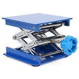 Labor Hebebühne, Blau Galvanisiertes Aluminium Labor Hebeplattform Ständer Rack Scissor Jack Lifter (100 * 100 * 160mm)