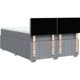 vidaXL Boxspringbett mit Matratze Hellgrau 140x200 cm Stoff