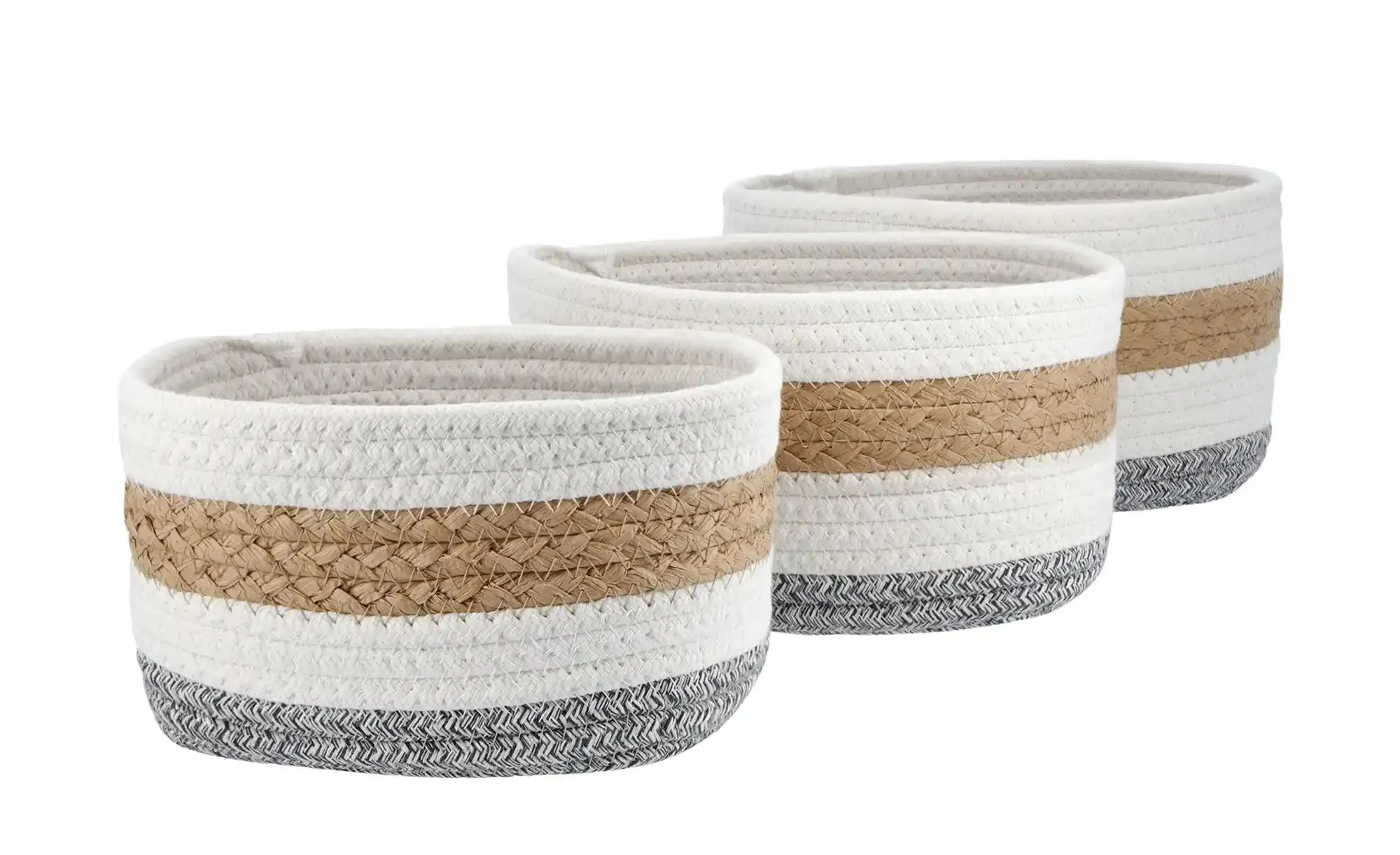 Aufbewahrungskörbe  3er-Set   ¦ mehrfarbig ¦ Papier,Polyester,Baumwolle ¦ Maße (cm): B: 23 H: 13 T: 18.0