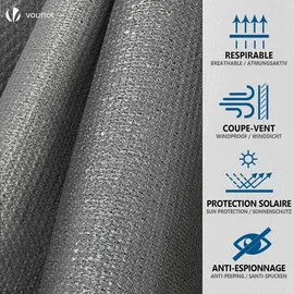 VOUNOT Zaunblende 1,5 x 10 m grau Polyethylen