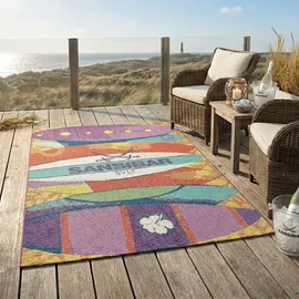 Sansibar Teppich SANSIBAR "Rantum Beach SA-020", bunt, B:130cm H:5mm L:190cm, Polypropylen, Teppiche, Teppich, Flachgewebe, modernes Design, Surfboards, In- und Outdoor geeignet