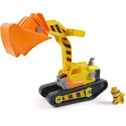 Rubble & Crew - Rubbles extragroßer 2-in-1 Premium Bagger-Fahrzeug, Planierraupe mit Baggerschaufel, Zubehör, Rubble Hundefigur