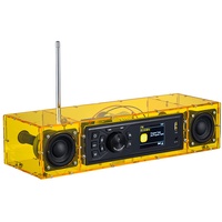 AOVOTO ALK103 FM/DAB Radio Do It Yourself (DIY) Kits mit Acrylgehäuse, DIY DAB+/FM Sets mit Weckmodus & LCD-Display & Stereo-Soundbox (gelb)