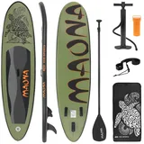 ECD Germany SUP-Board Stand Up Paddle Board aus PVC Paddelboard Paddling Board, Stand-Up Paddle-Board, Aufblasbares Surfboard Olive mit Anti-Rutsch Belag Komplett Set