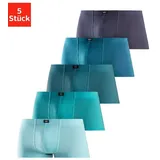 H.I.S. H.I.S Hipster, (Packung, 5 St.), knapp sitzende Boxershorts aus Baumwollstretch H.I.S hellblau, hellpetrol, petrol, dunkelpetrol, navy