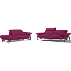 Egoitaliano Polstergarnitur »Anais, Design mit hohem Sitzkomfort für mehr Bequemlichkeit«, Set: bestehend aus Sofa und Ottomane, inkl. Kopfteilverstellung Egoitaliano fuchsia