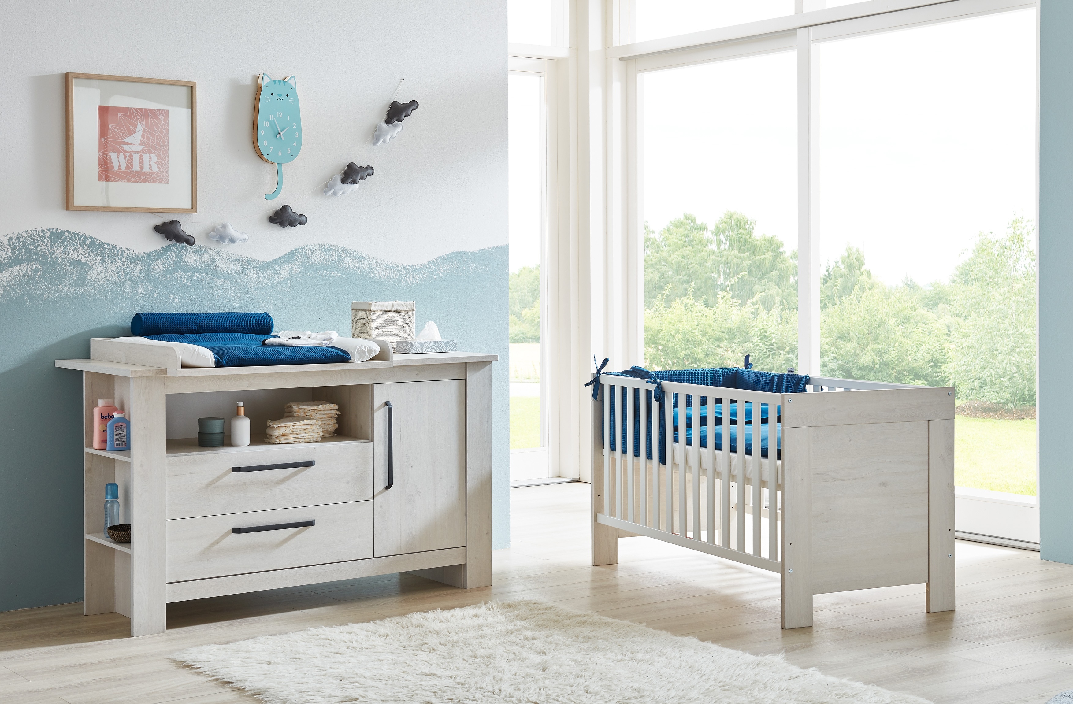 Babymöbel-Set ARTHUR BERNDT "Til" Gr. Kinderbett & Wickelkommode, B/H: 70 cm x 140 cm, weiß (nordic wood) Baby Schlafzimmermöbel-Sets Baby-Bettsets