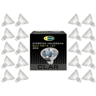 CLAR - Halogen 12V 20W, GU4, 12V 20W Halogen, 12V 20W, 12V 20W Halogen Glühbirne, Halogen Spot 12V 20W, GU4 LED 12V Warmweiß, 35mm, Steckbirnen 12V 20W, MR11 12V 20W, GU4 Halogen 20W (Pack 20)