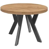 Dekori Möbel Runder Ausziehbarer Tisch für Esszimmer mit Holzbeinen, Pero, Loft-Stil, Skandinavische, Durchmesser Varianten: von 90 bis 220 cm (Eiche Craft Golden/Schwarz, 90/190 cm)