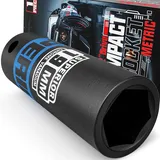 KIRXST Schlagschrauber Nüsse 1/2 Zoll, SW 19 mm Kraft-Steckschlüssel-Einsatz, CR-V Schlagschraubereinsatz Radschrauben Nuss, 78 mm Lang