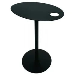 Beistelltisch Metall Schwarz Oval | Sofatisch mit Loch Design | Nachttisch Industrieller Stil | Wohnzimmertisch Robust | Kadima Design