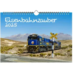 Seelenzauber Wandkalender Eisenbahnzauber DIN A4 Kalender für 2025 Eisenbahn weiß