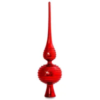 SIKORA Christbaumspitze aus Glas mit Glitterdekor - rot / H:29cm