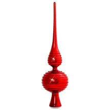 SIKORA Christbaumspitze aus Glas mit Glitterdekor - rot / H:29cm