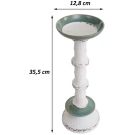 Mendler 2er-Set Kerzenständer HWC-N35, Kerzenhalter Kerzensäule, Shabby-Look Vintage Metall Keramik Höhe 36cm