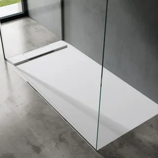 doporro Duschtasse Duschwanne 80x160x4 flach in Weiß inkl. Ablaufgarnitur AL06 DIN-Anschlüsse für bodenebene Montage geeignet Geoma04