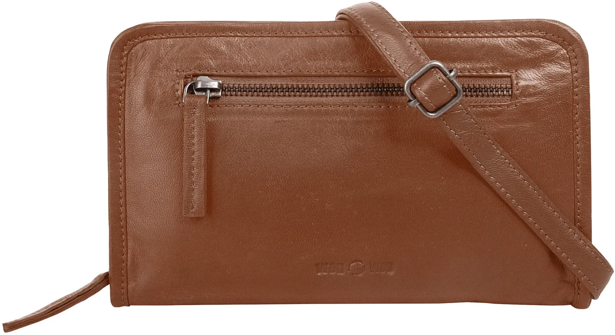 Abendtasche WOUWOU, Damen, Gr. B/H/T: 22cm x 14cm x 2cm onesize, cognac, Leder, leicht glänzend, unifarben, Taschen Abendtasche, echt Leder