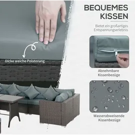 Outsunny Gartenmöbel-Set Stahlrahmen, PE-Rattan, Polyester