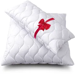 Microfaserkissen JOHN COTTON "2für1, Kopfkissen, ein Kissen gratis, 40x80 cm, 80x80cm", weiß, B:80cm H:15cm L:80cm, Obermaterial: 100% Polyester, Kopfkissen, ergonomisch, strapazierfähig, hochwertig, Kissen im Spar-Set