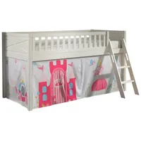 Vipack Hochbett »Scott«, (Made in Europe), mit schräger Leiter, LF 90x200 cm, Vorhang, Tunnel, 4 Designs weiß + Beige mit Design Prinzessin + weiß + weiß,