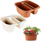 GarPet Blumenkasten Balkongeländer Beidseitig Balkon Blumenkasten Doppelseitig Balkonkasten mit Halterung Geländerkasten mit Wasserspeicher terracotta 40
