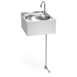FRICOSMOS-Wandwaschbecken mit Pedal für heißes und kaltes Wasser, 450 x 450 x 200 mm.