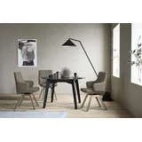 Polsterstuhl STRESSLESS "Laurel", braun (mole batick, eiche natur), B:58cm H:92cm T:59cm, Leder BATICK: BATICK ist ein leicht korrigiertes, durchgefärbtes und genarbtes Möbelleder, bei dem die meisten Unebenheiten und Spuren in der Regel entfernt wurden., Stühle, Polsterstuhl, Low Back mit Armlehne, Größe L, mit schräggestellten Beinen in Eiche